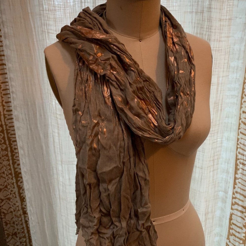 Olive + Copper Orchid Print Painted Scarf Saatchi